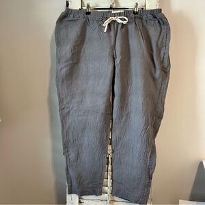 Not Perfect Linen Athens pant with drawstring size XXL lightweight grey linen